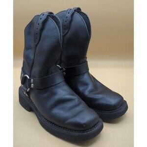 Justin Gypsy L9991 Womens Black Leather Harness Boots Size 5.5B Motorcycle Biker
